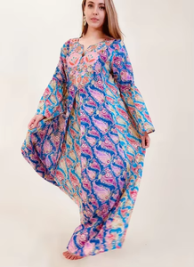 Hot Custom Summer Sweet Women Floral Printed Gown Dresses Bohemian Pattern <b>Kaftan</b> for Women Beach Dress for Women - Product Image 3