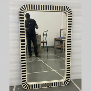 Miroir mural décoratif moderne avec incrustations en os, cadre rectangulaire, qualité supérieure - Product Image 6