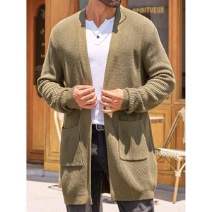 2025 hommes décontracté câble tricot col en V Cardigan pull ouvert devant côtelé Long hiver pull broderie bouton ODM pour l'automne - Product Image 5