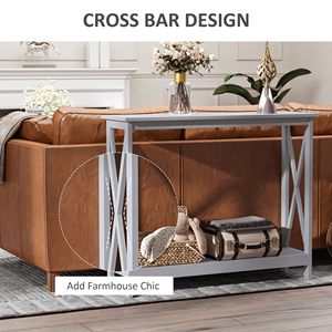 Consolle da Ingresso a 2 Livelli dal Design Moderno con Ripiano Portaoggetti, Tavolo da Divano Grigio - Product Image 5