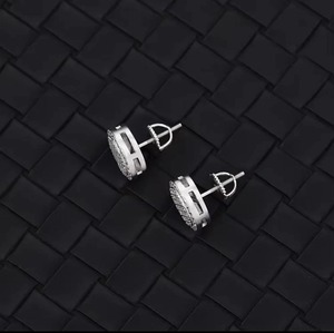 Classic Round <b>Stud</b> <b>Earrings</b> 925 <b>Silver</b> Rhodium Plated Moissanite Diamond Sterling <b>Silver</b> <b>Stud</b> <b>Earring</b> Unisex Everyday Wear - Product Image 5
