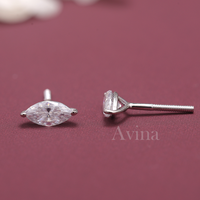 Pendientes de Diamante Cultivado en Laboratorio con Certificación IGI, Corte Marquesa, Oro Blanco/Amarillo/Rosa de 14K, Cierre de Rosca, Pendientes Solitarios de Diamante