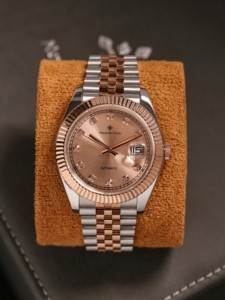 Montre mécanique automatique pour homme en acier inoxydable résistante à l'eau 5 BAR Alexander Ferros 8132D/15 avec fermoir pliant en saphir - Product Image 4