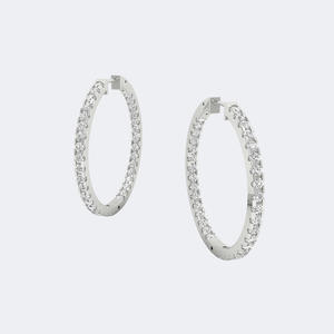 Pendientes de Aro Grandes con Diamantes Redondos Brillantes de 4.40 Quilates en Oro de 9K - Product Image 2