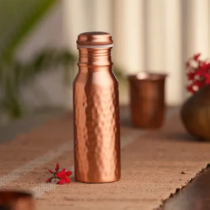 Premium Hammered Copper <b>Bottle</b> with Airtight Lid Traditional Indian Ayurvedic Drinking Water <b>Bottle</b> - Product Image 1
