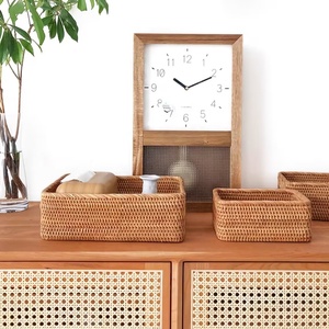 Eco-Friendly Wicker Rattan Handwoven Storage Baskets Organizers Vintage Style Multifunction Closet <b>Shelf</b> Natural Straw Water - Product Image 3