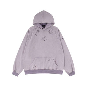 เสื้อฮู้ดครอปทรงพอดีตัว ผ้าโพลีเอสเตอร์/คอตตอนคุณภาพสูง ล้างสีแบบแอซิดวอช สำหรับผู้ชายและผู้หญิง สไตล์สตรีทแวร์ แต่งคริสตัล ทรงปกติ เหมาะสำหรับฤดูหนาว - Product Image 2