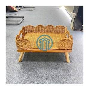 Bandeja Rectangular de Mimbre Tejido con Borde Festoneado para Servir, Vajilla, Decoración del Hogar, Decoración de Mesa - Product Image 1