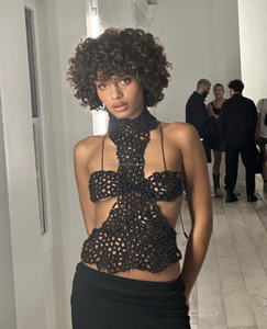 Soutien-gorge de luxe en perles pour femmes avec collier long et culotte assortie - Product Image 4