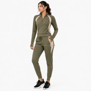 Conjunto Deportivo para Mujer, Traje de Running Atlético, Ropa Deportiva con Media Cremallera, Conjunto para Gimnasio y Jogging, Chándal de Alto Rendimiento, Ropa de Fitness E - Product Image 1