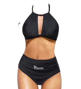 Ensemble de maillot de bain bikini pour femme, deux pièces élastique en tissu doux, col en V, bas taille haute sculptant, pour la plage et la piscine, idéal pour l'été, vente en gros - Product Image 3