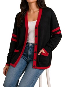 Cárdigan de punto de lana/acrílico para mujer Delt Sigma griego, personalizado al por mayor, con frente abierto, antiarrugas, transpirable, de secado rápido, con logotipo personalizado - Product Image 4
