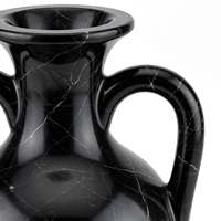 Vase Amphore en Onyx Noir Naturel Fait Main avec Deux Poignées Style Grec Classique Vase en Pierre Vente en Gros Logo Personnalisé Décoration de Table