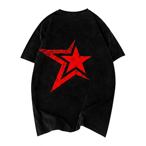 เสื้อยืดโอเวอร์ไซส์สีดำแบบยูนิเซ็กซ์ พิมพ์ลายตัวอักษรด้านหลัง แขนสั้น คอกลม สไตล์ลำลอง เป็นมิตรกับสิ่งแวดล้อม ระบายอากาศได้ดี ผลิตจากผ้าฝ้ายถักแบบดิจิทัล - Product Image 4