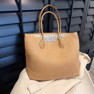 Bolso Tote de Paja Tejido a Mano, Bolso de Playa de Verano con Asas de Cuero, Ecológico, Gran Capacidad, Bolso de Mano para Mujer, Venta al Por Mayor - Product Image 6