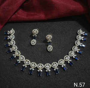 Classic American Diamond Tree Shape Stylish Silver Plated With Matching Earring Set & Simple <b>Necklace</b> Set Gifts for Women & <b>Girl</b> - Product Image 6