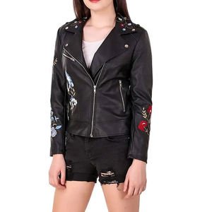 Chaquetas de Mujer de Manga Larga con Cierre, Diseño Personalizado, Bordado de Alta Calidad, Cuero Genuino, con Logotipo Personalizado y Servicio OEM - Product Image 6