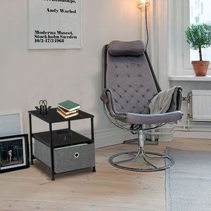 Steel Furniture Accent End Table Nightstand with 1 Drawer <b>Bedside</b> Shelf <b>Storage</b> for Home Bedroom or College Dorm - Product Image 3