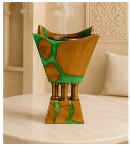Brûleur à Bakhoor en bois d'acacia premium et résine époxy 2026 |   Diffuseur d'encens d'aromathérapie durable, design personnalisable, fait à la main | - Product Image 5