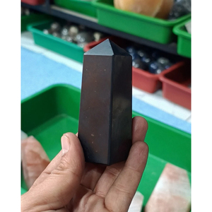 Tour de Shungite en Pierre Naturelle, Pointes Obélisques, Tour de Gemmes Jambo, Fait Main, Cadeau d'Affaires, Artisanat Feng Shui, Roches et Minéraux - Product Image 3