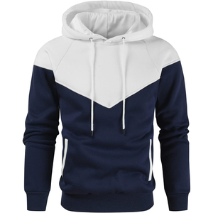 Sweat-shirt à capuche pour homme, bleu marine et blanc, coupe classique, en molleton 100% coton, séchage rapide, style décontracté, avec poche - Product Image 2