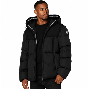OEM Custom Logo Men's Hooded Puffer Jacket Winter Insulated <b>Bubble</b> <b>Coat</b> Luxury Fashion Outerwear European American Fit Wholesale - Product Image 1