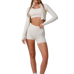 Shorts de yoga pour femmes, taille haute, sans couture, respirants, 100% coton, extensibles, pour le fitness, la gym, les vêtements de sport - Product Image 5