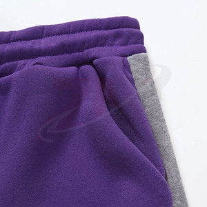 100% Cotton Fleece Purple Color Blocking Hooded <b>Tracksuit</b> Set Casual Wear <b>Plain</b> <b>Tracksuit</b> Full Sleeve Drawstring Autumn Wear - Product Image 4