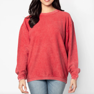 เสื้อสเวตเชิ้ตแขนยาวผ้าคอร์ดูรอยสีเขียวขนาดใหญ่ทรงโอเวอร์ไซส์สำหรับผู้ชาย สไตล์ลำลอง คอกลม สีพื้นเรียบ - Product Image 4