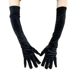Gants longs unisexes en velours 100% pour mariée noire, opéra, gala, séchage rapide - Product Image 3