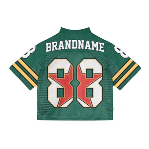 Custom Embroidery Oversized Boxy <b>T</b>-shirt Mesh Polyester Retro Soccer Jersey Streetwear V-neck American Football Jersey Quick Dry - Product Image 2