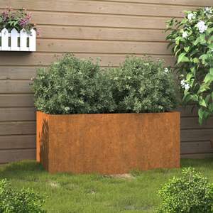 24.4 \ "x11.8 \" x11.4 \ "vasi da fiori in acciaio Corten e fioriere da esterno resistente con estetica rustica - Product Image 1
