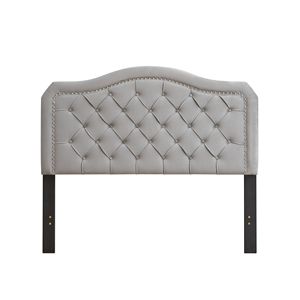 Letto Queen Size in Velluto Grigio con Design Curvo Trapuntato a Bottoni, Facile Montaggio, Robusto Supporto a Doghe in Legno - Product Image 4