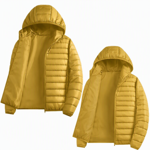 <b>Hooded</b> <b>Puffer</b> <b>Jacket</b> <b>Men</b> Winter Warm Casual Breathable Zipper Closure Solid Color Cotton Wadding Windproof Loose Fit 220g - Product Image 5