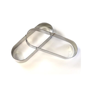 Oval Stainless Steel Handmade Oven Safe <b>Freezer</b> Safe Dishwasher Safe Mirror Polished Eclair Mold Ring 13.3cm X 4.8cm 2cm Height - Product Image 1