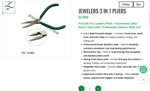 Alicates de joyería 3 en 1, herramienta de corte lateral de punta redonda, herramientas manuales de acero inoxidable para hacer joyas |   N.° de artículo GS-1228A - Product Image 3