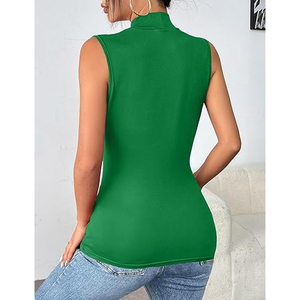 Body de Mujer Blanco sin Mangas con Cuello Alto, Ajustado, Elástico, Elegante, de Spandex/Poliéster con Bordado, Estilo Casual - Product Image 4