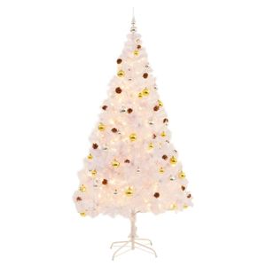 Albero di Natale artificiale Pre-illuminato bianco da 7 piedi con palline - Product Image 2