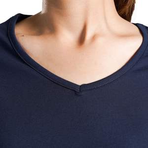 Camiseta Personalizada para Mujer, Cuello en V, Corte Holgado, Informal, para Gimnasio, Transpirable, de Algodón Suave, para Fitness, Yoga, Running, Deportes, Color Azul Marino - Product Image 3