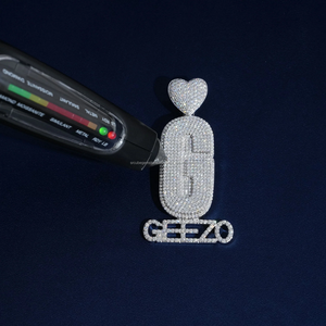 Hip Hop Rapper Custom <b>Initials</b> 925 Sterling <b>Silver</b> VVS Moissanite Diamond Tester Gold Plated Pendants <b>Necklace</b> for Parties - Product Image 4