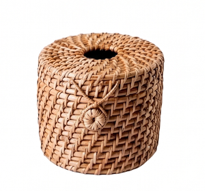 Porte-serviettes rond élégant en rotin pour une utilisation contemporaine dans la salle à manger, la cuisine et comme accessoire décoratif. - Product Image 1