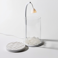 Mini aquarium de bureau en verre transparent avec lumière LED nocturne, alimenté par USB, pour la décoration de salon ou de bureau.