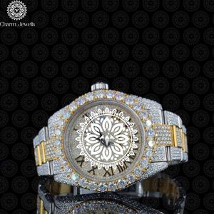 Montre de luxe Charm Jewells en acier inoxydable, incrustée de diamants, mouvement mécanique analogique, cadran de 40 mm, montre de mode pour homme, automatique - Product Image 1