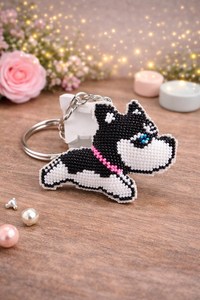Trendy Seed Beads Embroidery <b>Keychain</b> For Gift Ideas Unique Seed Beaded Embroidery Cartoon Unicorn Beaded <b>Keychain</b> <b>Custom</b> Shape - Product Image 6