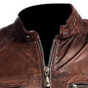 Adjustable Men's Soft Leather <b>Jacket</b> Windproof Stand Collar Zipper Closure Fashion Clothing Latest Winter Style - Product Image 5