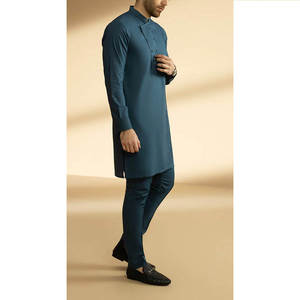Ensemble de vêtements traditionnels islamiques ethniques haut de gamme pour hommes, shalwar kameez, en coton respirant, séchage rapide, toutes saisons, mariage 2026 - Product Image 2