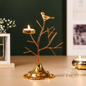 Juego de Velas con Acabado Dorado, Portavelas de Aluminio/Hierro, sin Llama, Impermeables, de Larga Duración, sin Aroma, Decoración Navideña para el Hogar, 1 Mecha - Product Image 3