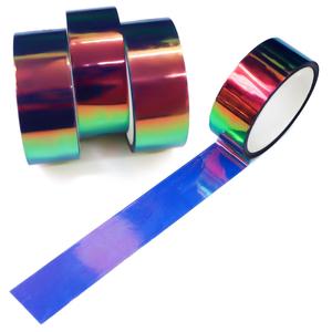Self Adhesive Iridescent Holographic BOPP Packaging Tape <b>Mirror</b> Finish Rainbow Foil Tape <b>Roll</b> for Gift Wrapping & Decoration - Product Image 1