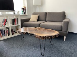 Handcrafted Natural Rustic Natural <b>Epoxy</b> Wood Log Slice <b>Coffee</b> <b>Table</b> Irregular Shape Hairpin Legs Durable Indoor Living Room - Product Image 1