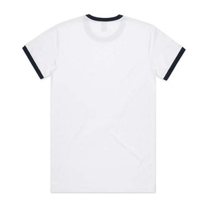 เสื้อยืดคอกลมแขนสั้นสีขาวสำหรับผู้ชาย, เสื้อยืดลำลองผ้าฝ้ายสีทึบตัดสีกรมท่าฤดูร้อน - Product Image 6